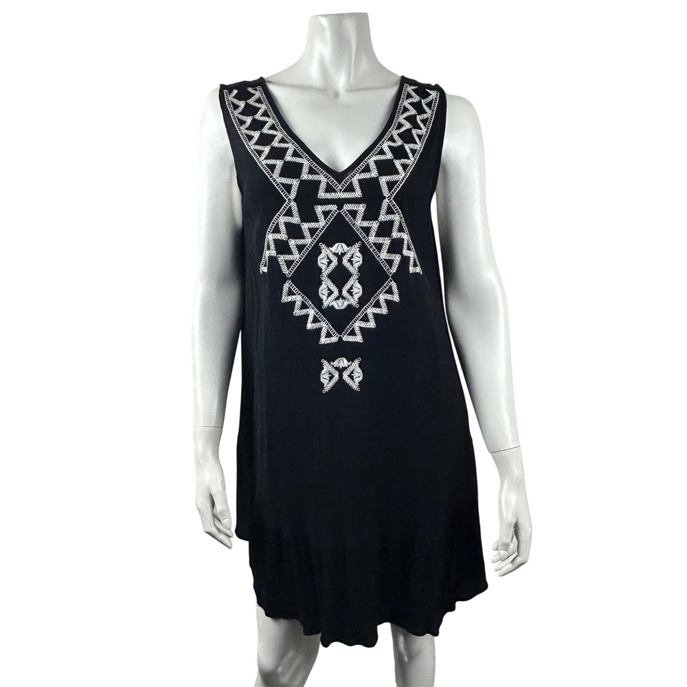 Mittoshop Swim Cover Up Boho Embroidered‎ Sleeveless V Neck Rayon Large